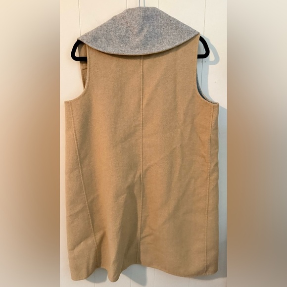 Talbots Camel Brown & Gray Shawl Collar Sleeveless Wool Cape Coat Vest Sz M - Picture 8 of 10